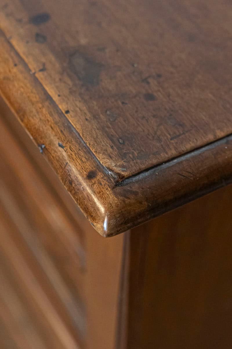 Italian 1840s Bedside Chest with Four Drawers, Burl Panels and Bracket Feet - JAA