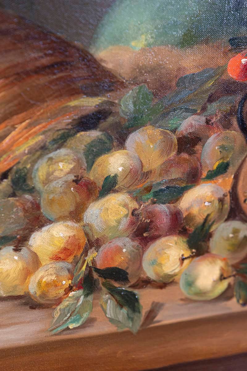 French Framed Oil on Canvas Still-Life Painting Signed Morin, Depicting Fruits - JAA