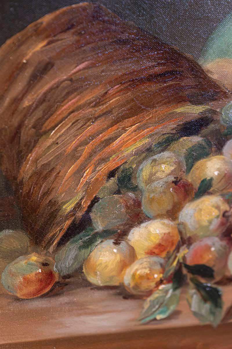 French Framed Oil on Canvas Still-Life Painting Signed Morin, Depicting Fruits - JAA