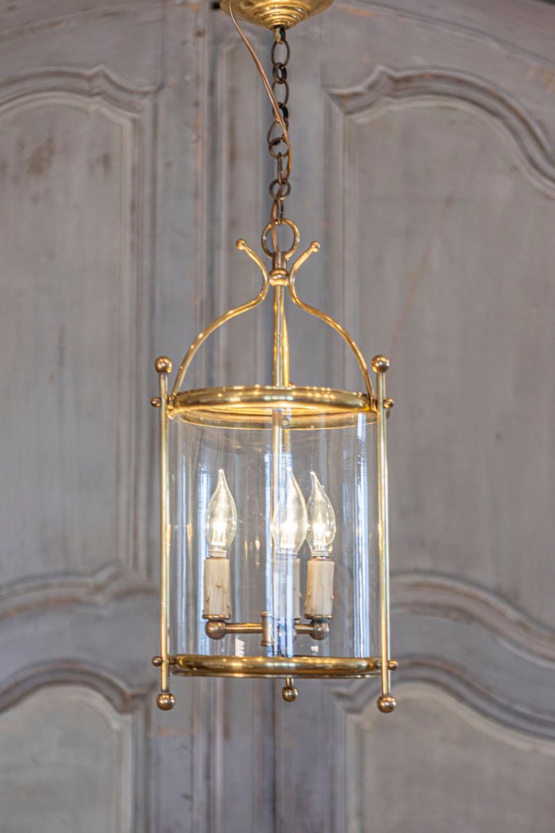 On Trial - Charming 20th Century French Brass Lantern with Glass Enclosure - JAA
