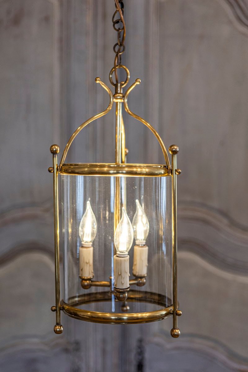 On Trial - Charming 20th Century French Brass Lantern with Glass Enclosure - JAA