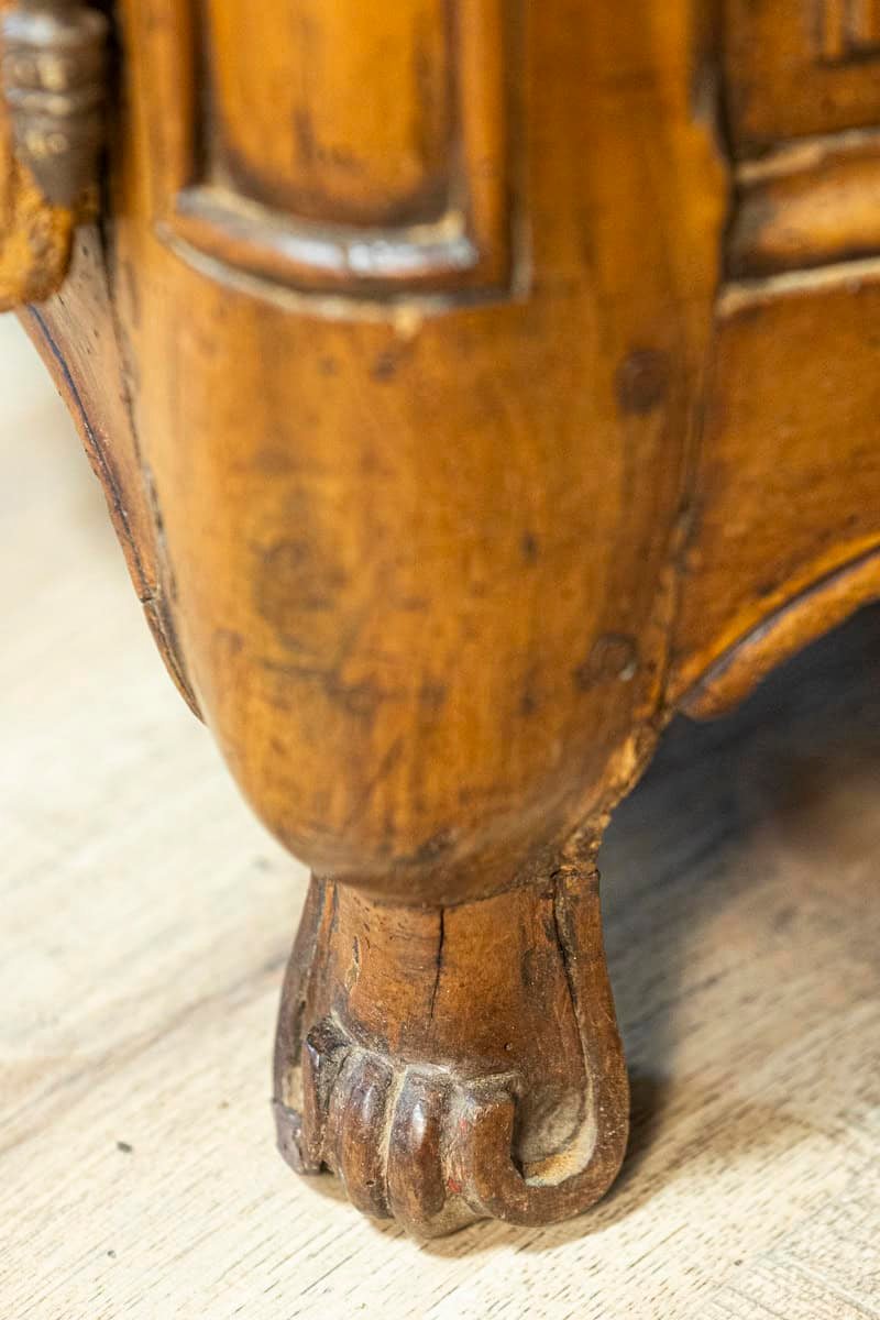 French Louis XV Period 1770s Walnut Buffet with Drawers, Carved Doors and Skirt - JAA