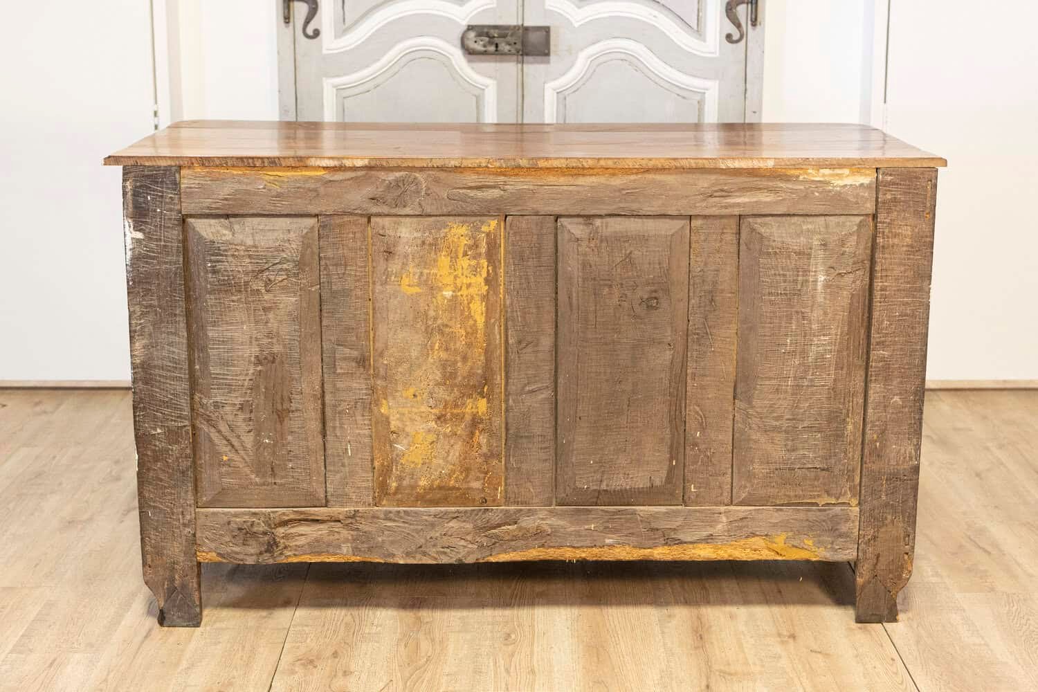 French Louis XV Period 1770s Walnut Buffet with Drawers, Carved Doors and Skirt - JAA