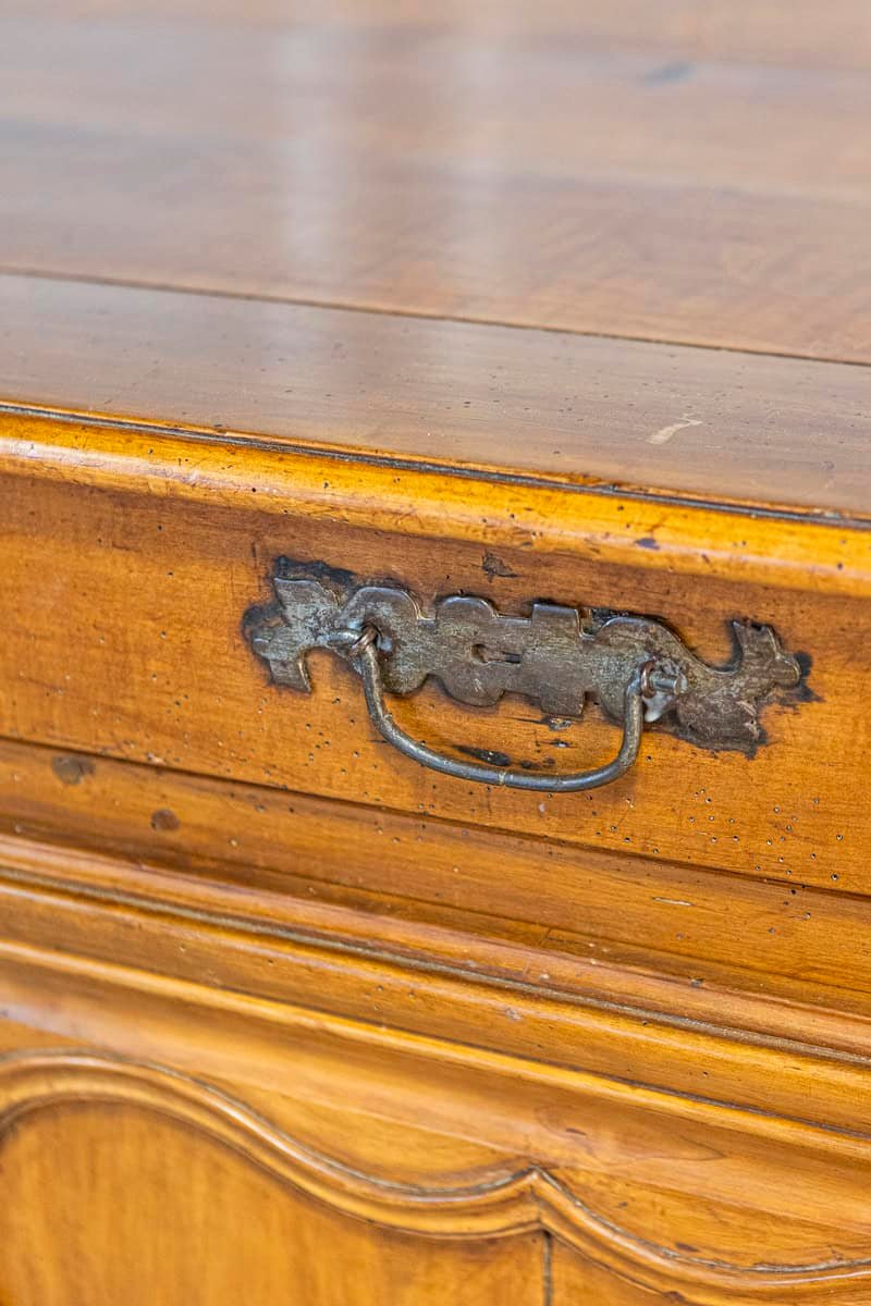 French Louis XV Period 1770s Walnut Buffet with Drawers, Carved Doors and Skirt - JAA