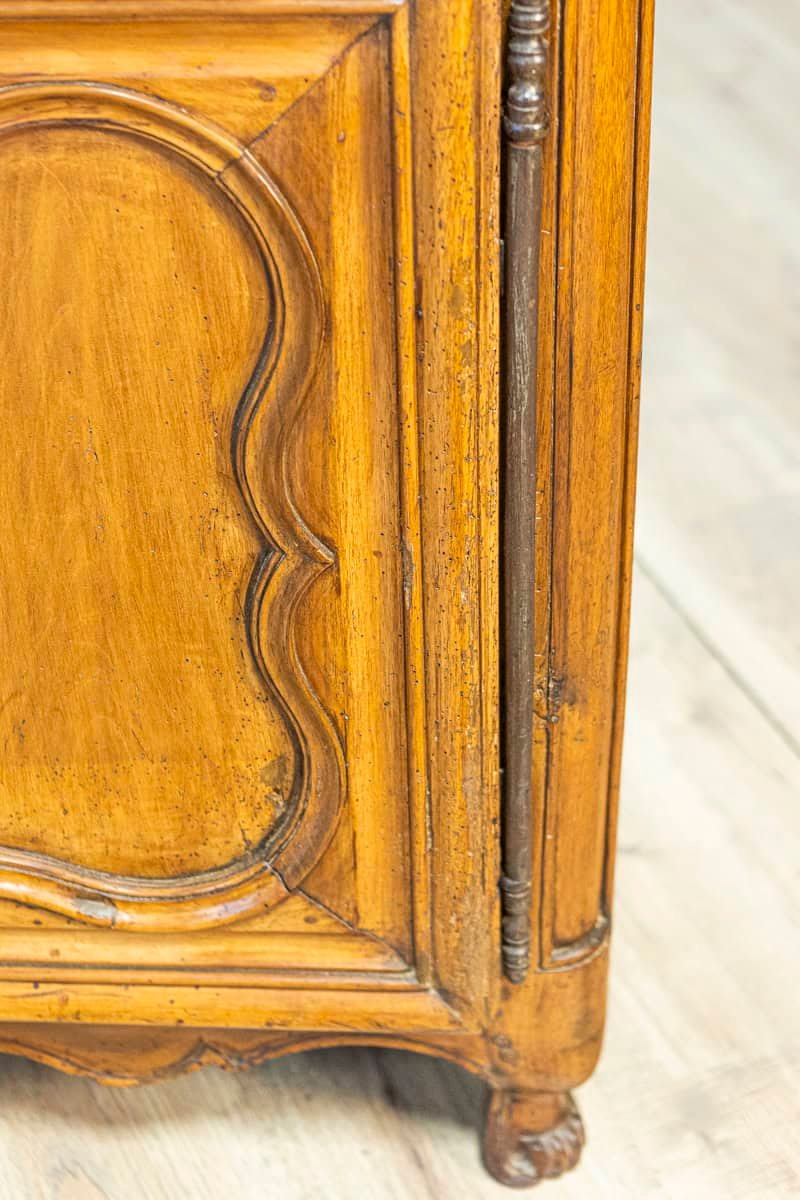French Louis XV Period 1770s Walnut Buffet with Drawers, Carved Doors and Skirt - JAA