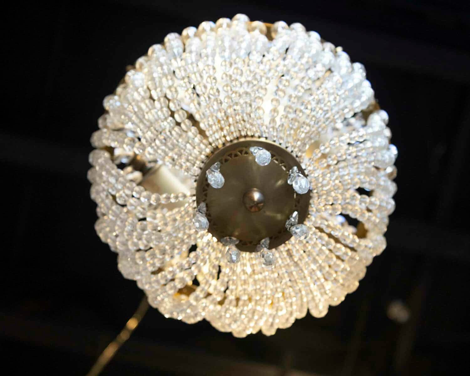 French Napoléon III 1850s Montgolfière Crystal and Brass Two-Light Chandelier - JAA