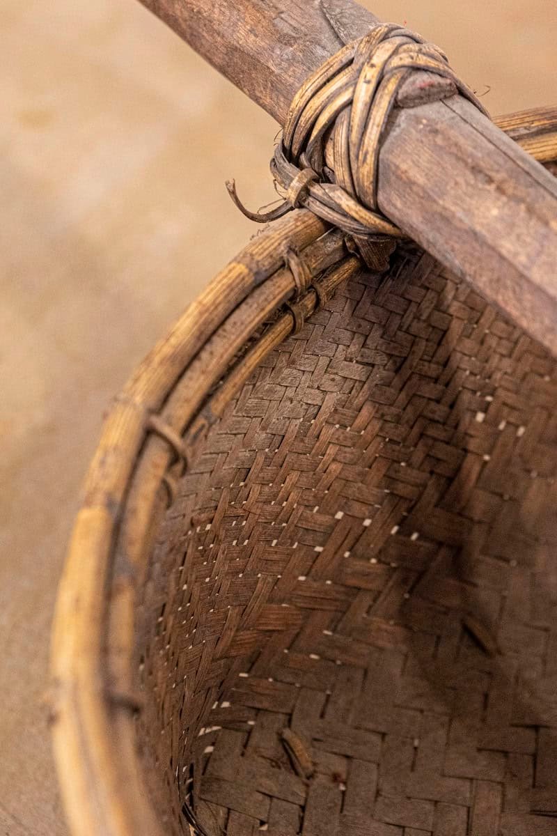 Far Eastern Early 20th Century Shoulder Yoke with Bamboo and Rattan Baskets - JAA