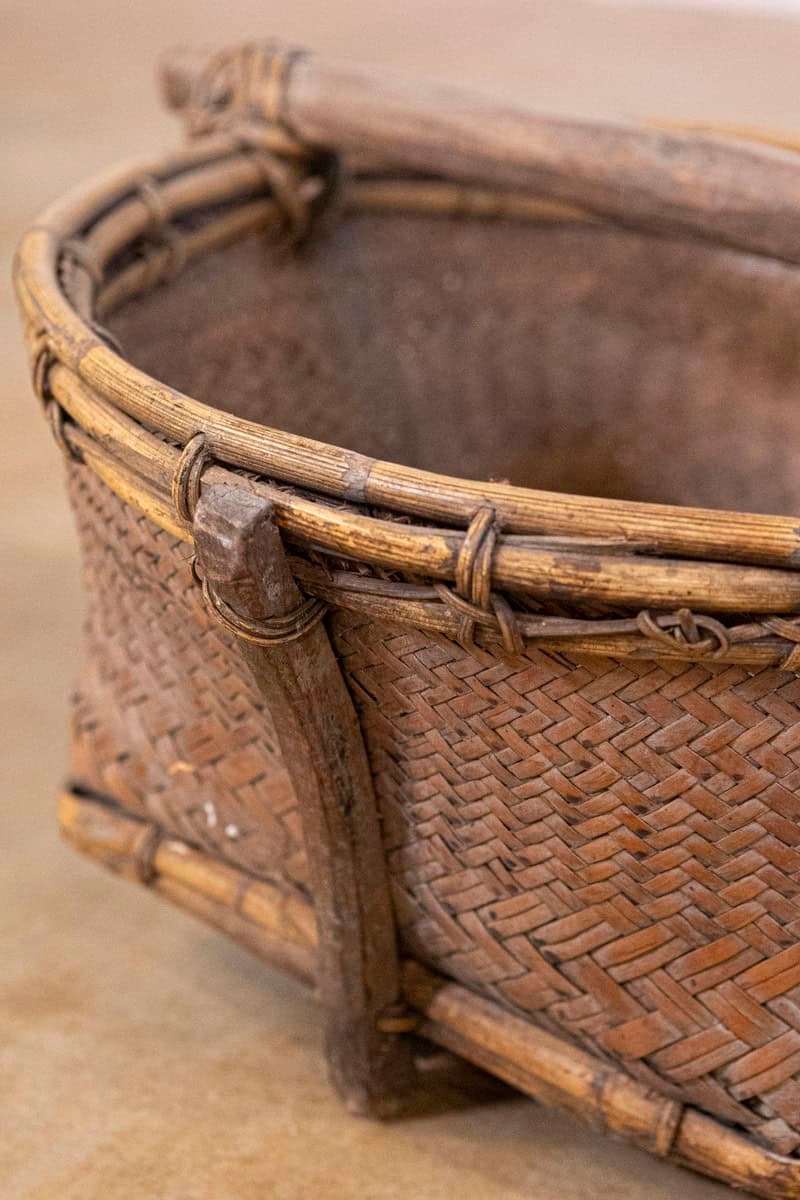 Far Eastern Early 20th Century Shoulder Yoke with Bamboo and Rattan Baskets - JAA