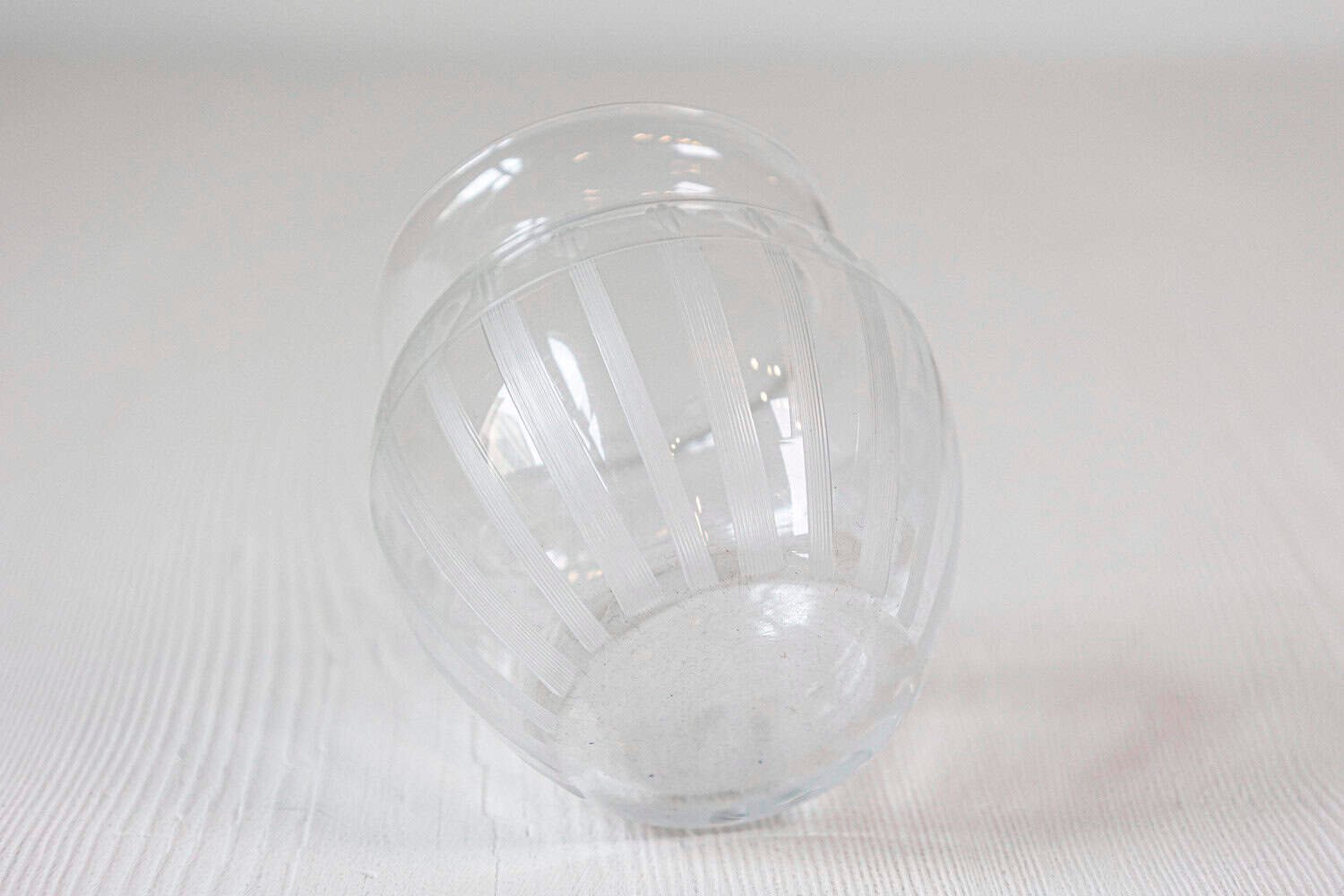 Petite English 20th Century Glass Bulbous Container with Etched Motifs - JAA