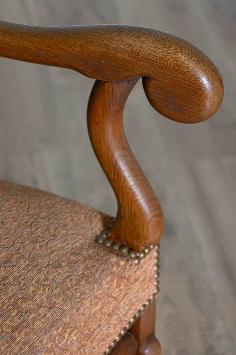 Pair of French Louis XIII Style Walnut Os de Mouton Chairs with Scrolling Arms - JAA