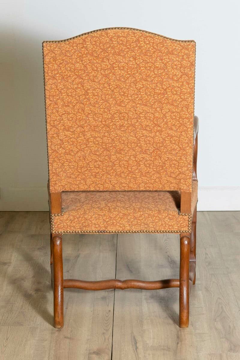 Pair of French Louis XIII Style Walnut Os de Mouton Chairs with Scrolling Arms - JAA