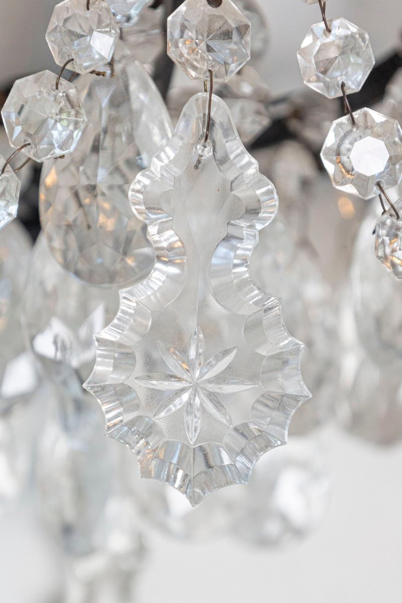 Pair of French 1890s Rococo Style Two-Light Crystal Sconces Wired for the US - JAA