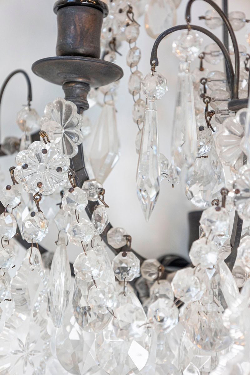 Pair of French 1890s Rococo Style Two-Light Crystal Sconces Wired for the US - JAA