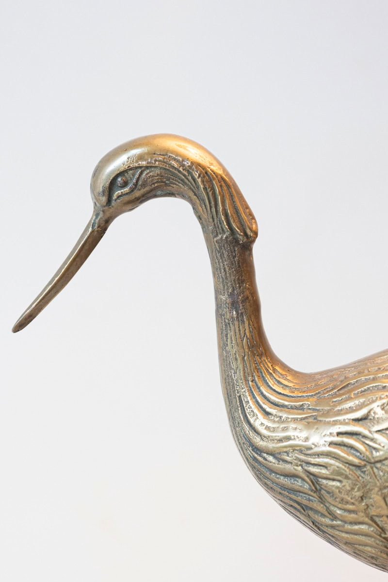 20th-Century French Brass Bird Lamp on Black Lacquered Base - JAA