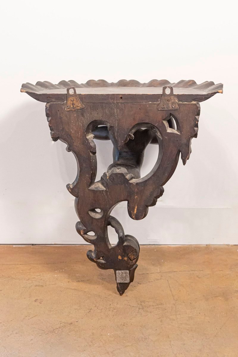 Italian Baroque Style Late 19th Century Fruitwood Wall Bracket with Carved Putto - JAA