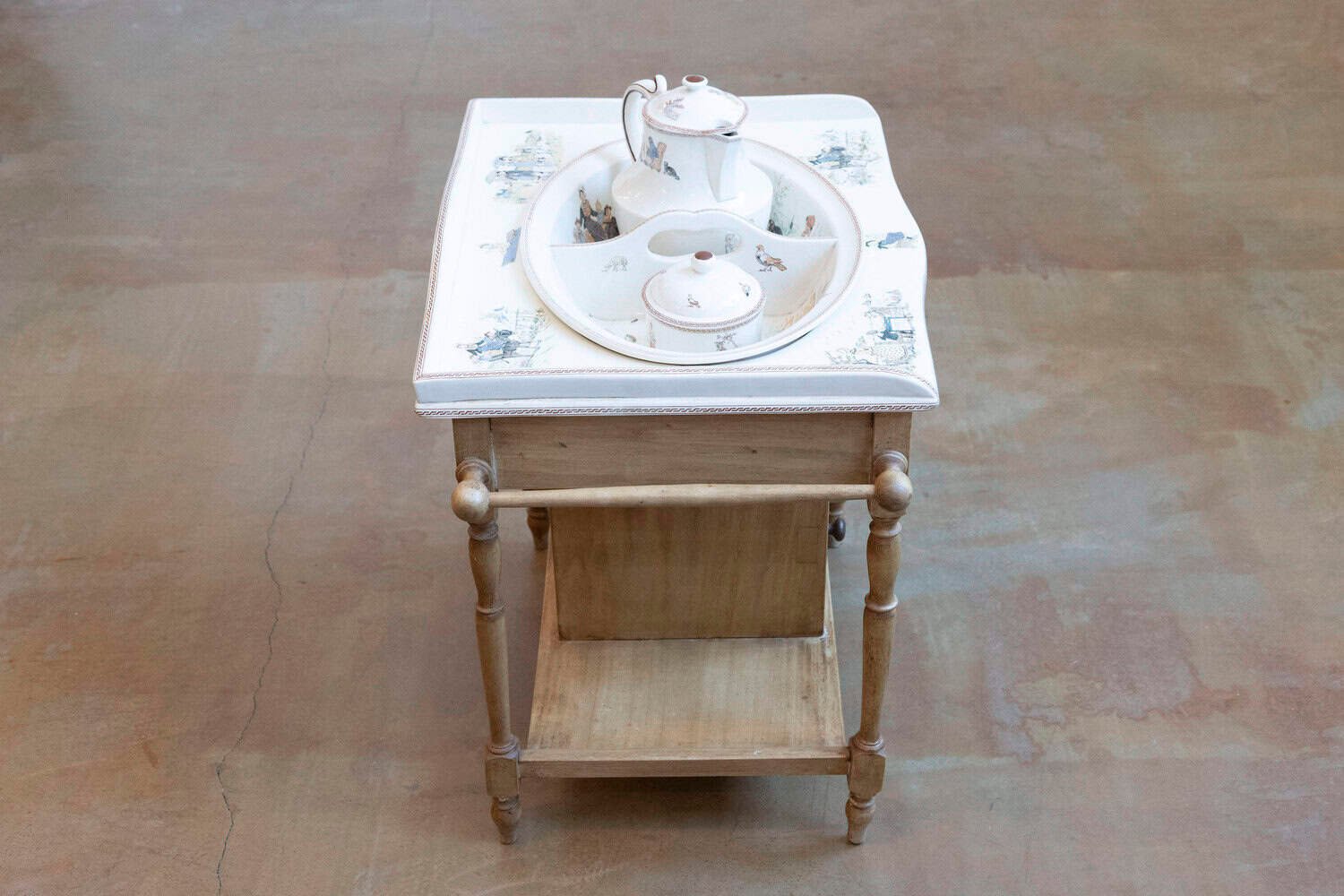 French Sarreguemines Late 19th Century Miniature Sink with Pastoral Scenes - JAA
