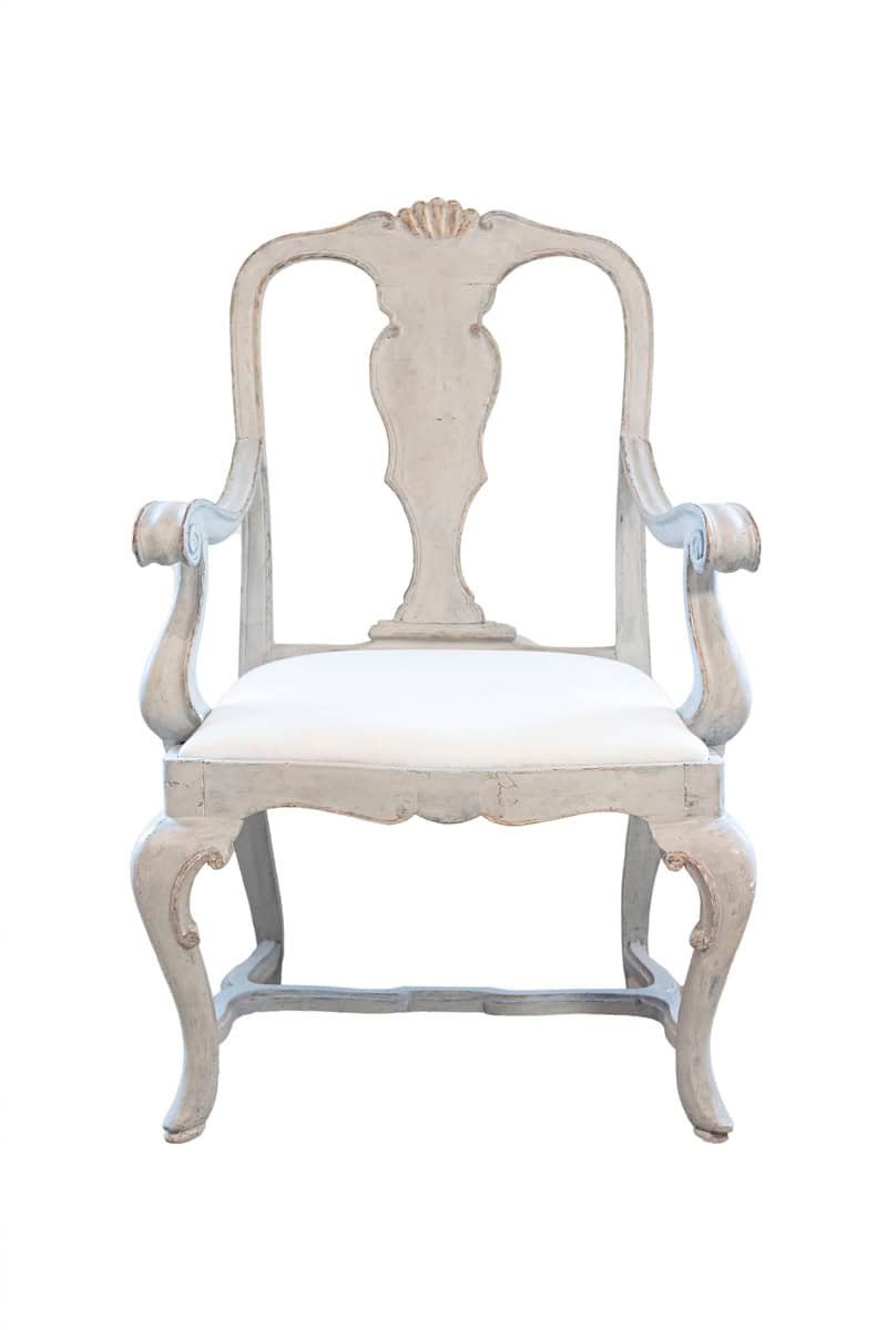 Italian 1810s Rococo Style Painted Wood Armchair with Parcel-Gilt Accents - JAA