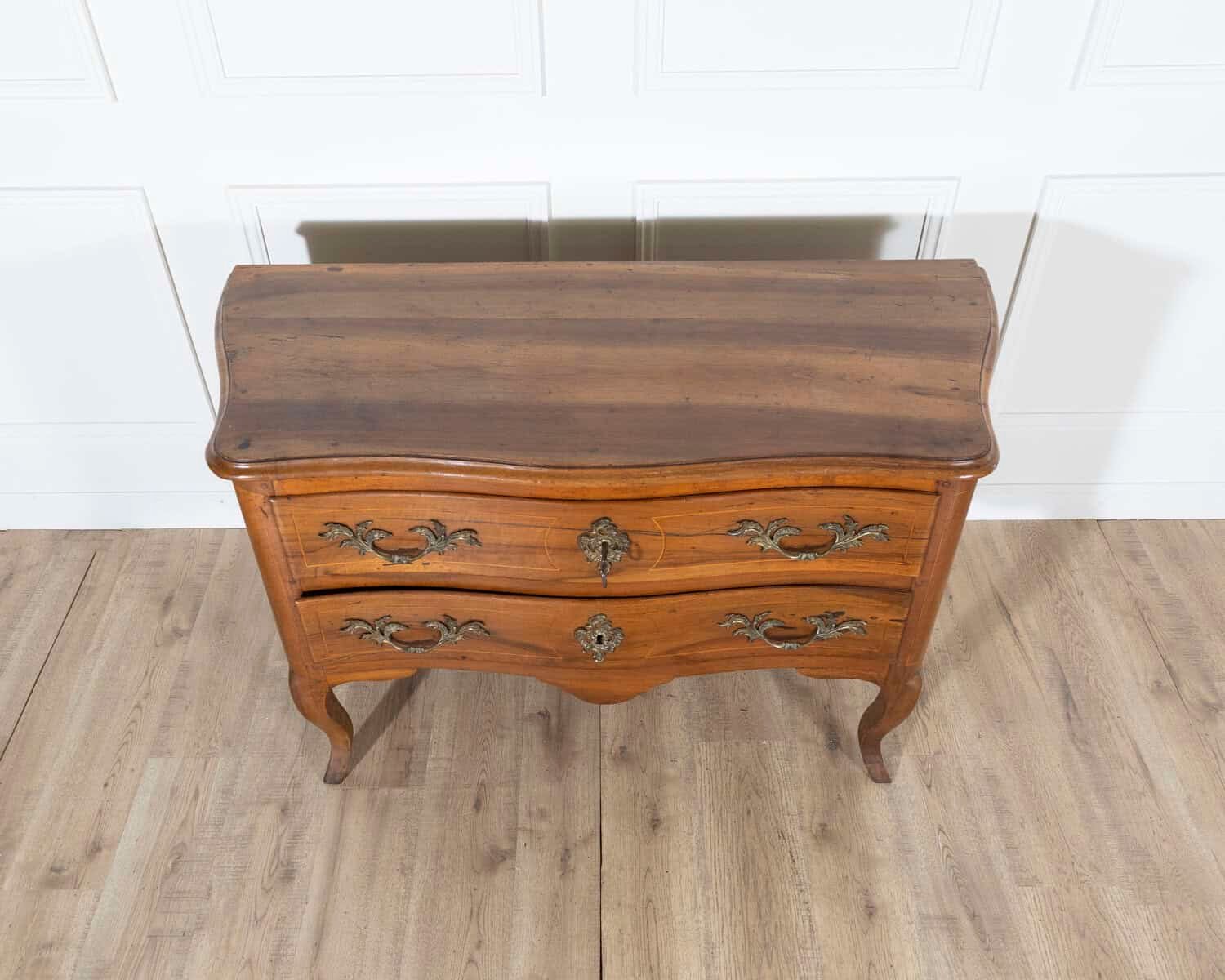 18th Century Louis XV Walnut Commode with Serpentine Front and Bronze Hardware - JAA