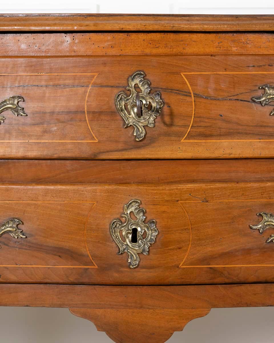 18th Century Louis XV Walnut Commode with Serpentine Front and Bronze Hardware - JAA