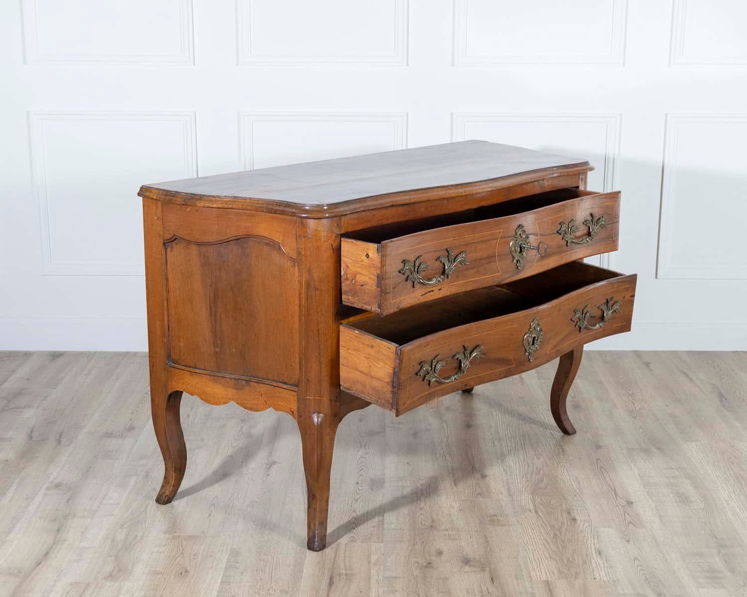 18th Century Louis XV Walnut Commode with Serpentine Front and Bronze Hardware - JAA
