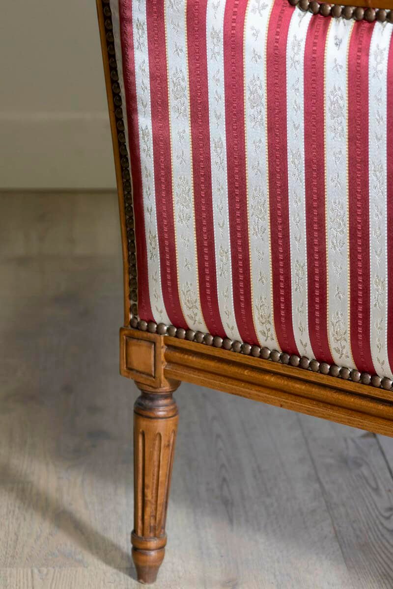 French Louis XVI Style Walnut Bergères à Oreilles with Fluted Legs, a Pair - JAA