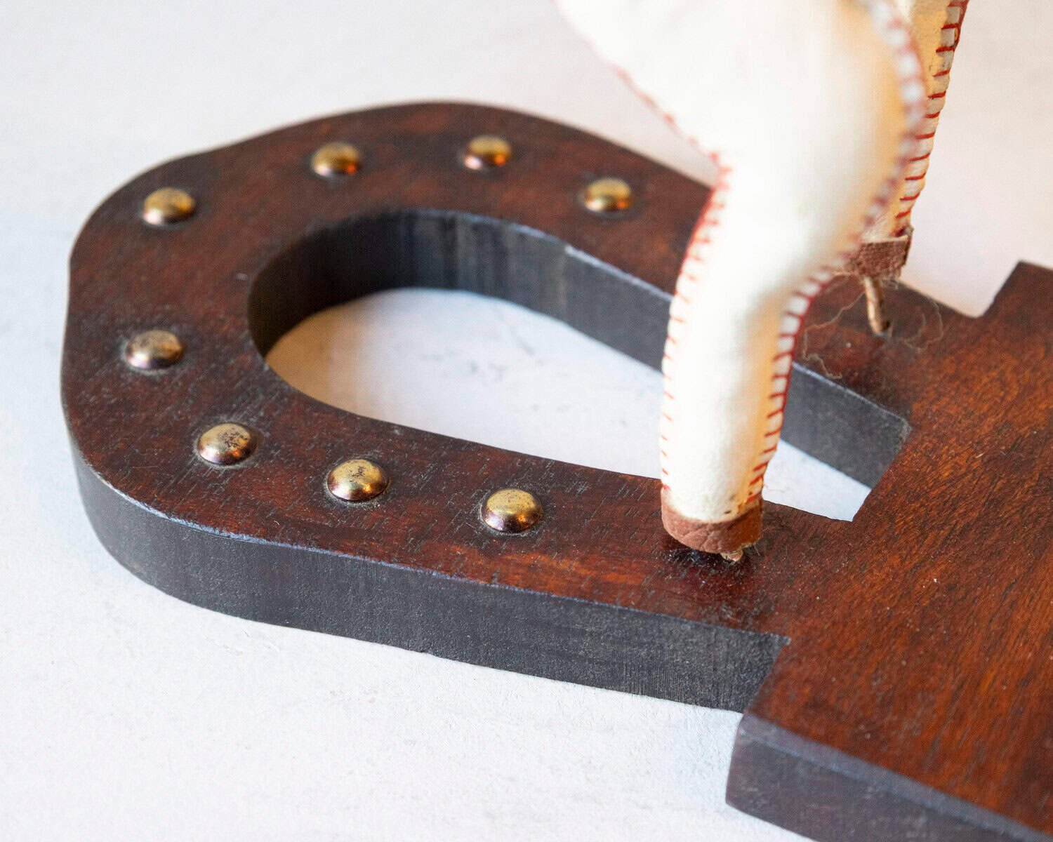 French 20th Century Decorative Moleskin Horse Sculpture with Blue Saddle in Rearing Pose - JAA