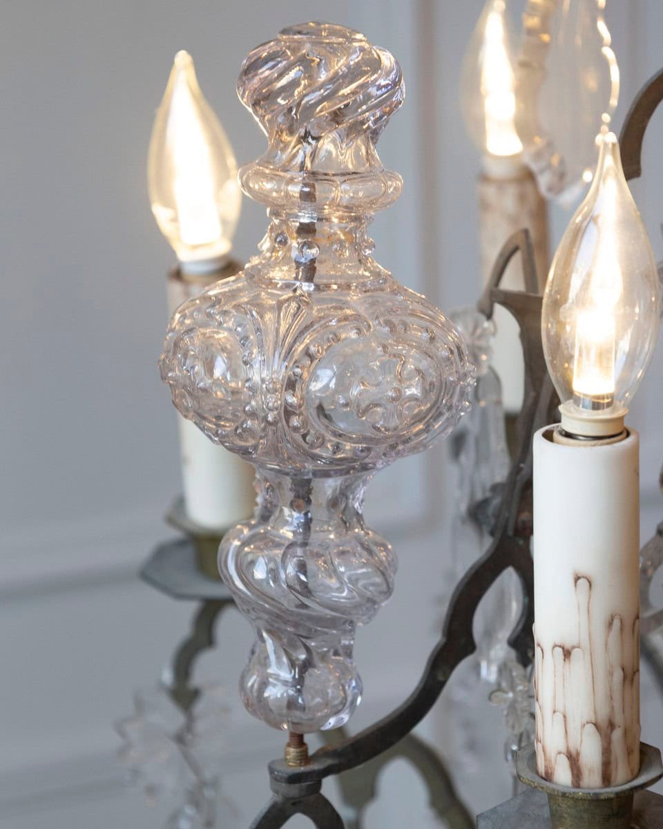 French Baroque Revival Six-Light Crystal Chandelier from a Church, circa 1860 - JAA