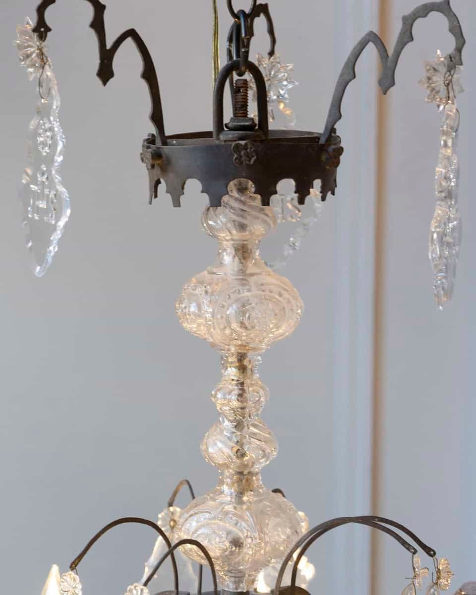 French Baroque Revival Six-Light Crystal Chandelier from a Church, circa 1860 - JAA