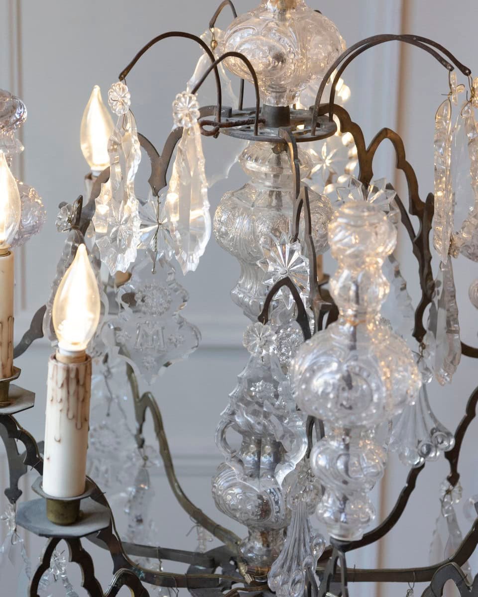 French Baroque Revival Six-Light Crystal Chandelier from a Church, circa 1860 - JAA