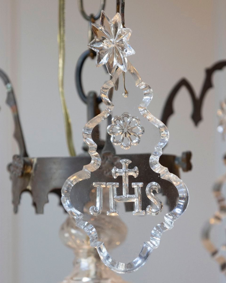 French Baroque Revival Six-Light Crystal Chandelier from a Church, circa 1860 - JAA