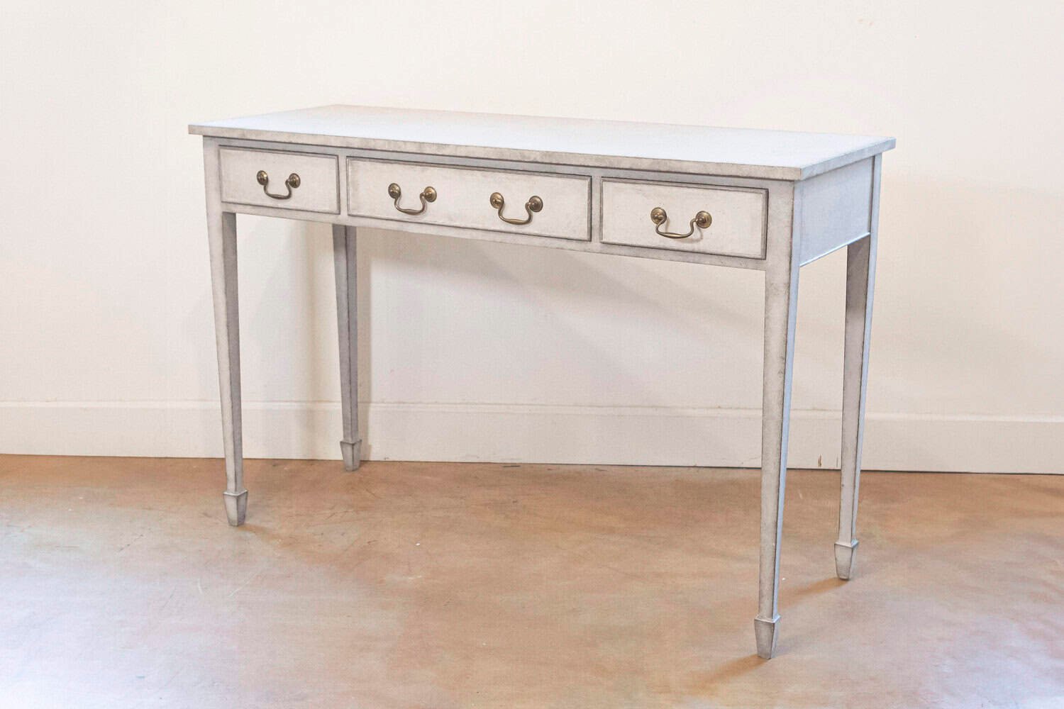 Swedish 1890s Painted Wood Console Table with Three Drawers and Tapered Legs - JAA