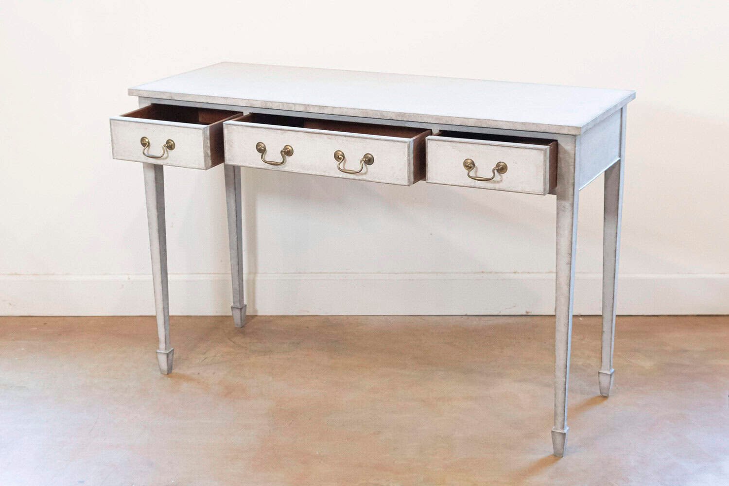 Swedish 1890s Painted Wood Console Table with Three Drawers and Tapered Legs - JAA