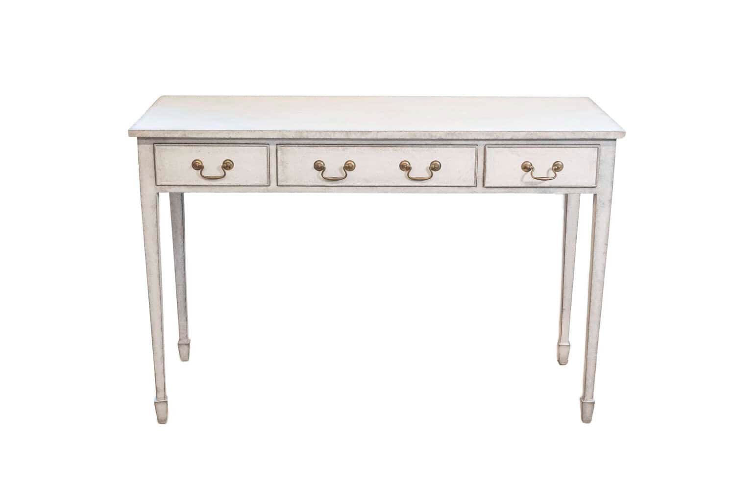 Swedish 1890s Painted Wood Console Table with Three Drawers and Tapered Legs
