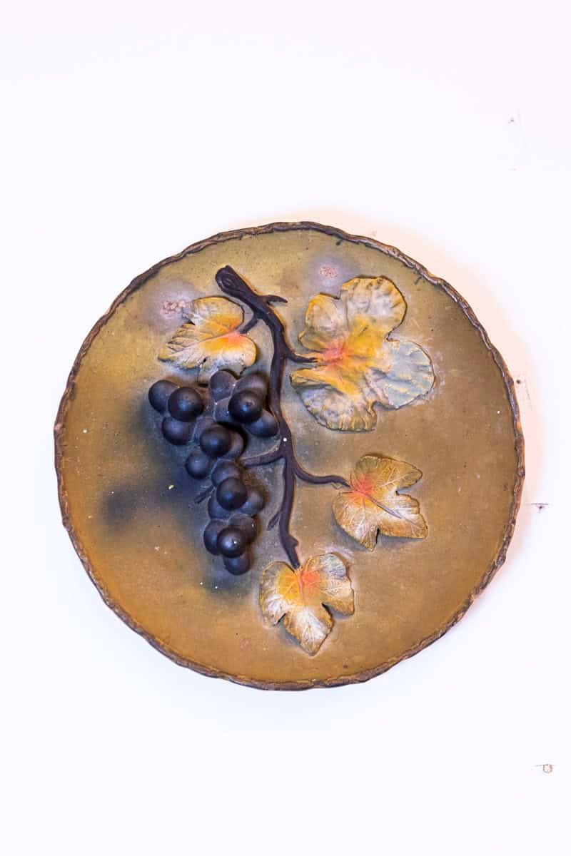 Australian Terracotta Plate with Grape and Leaf Motif, c. 1890 - JAA
