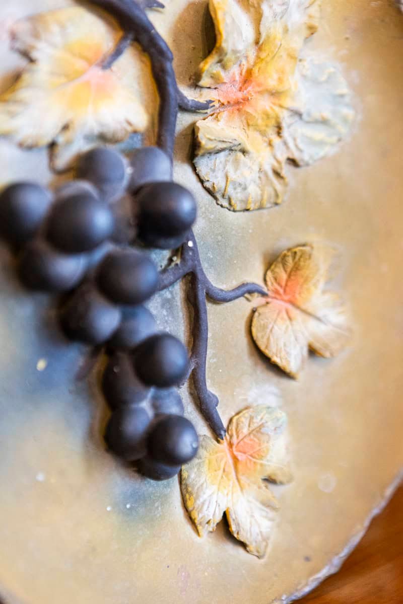 Australian Terracotta Plate with Grape and Leaf Motif, c. 1890 - JAA