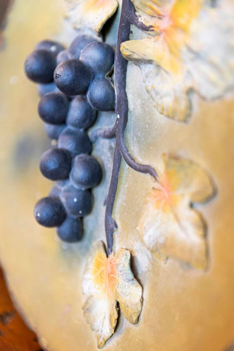Australian Terracotta Plate with Grape and Leaf Motif, c. 1890 - JAA