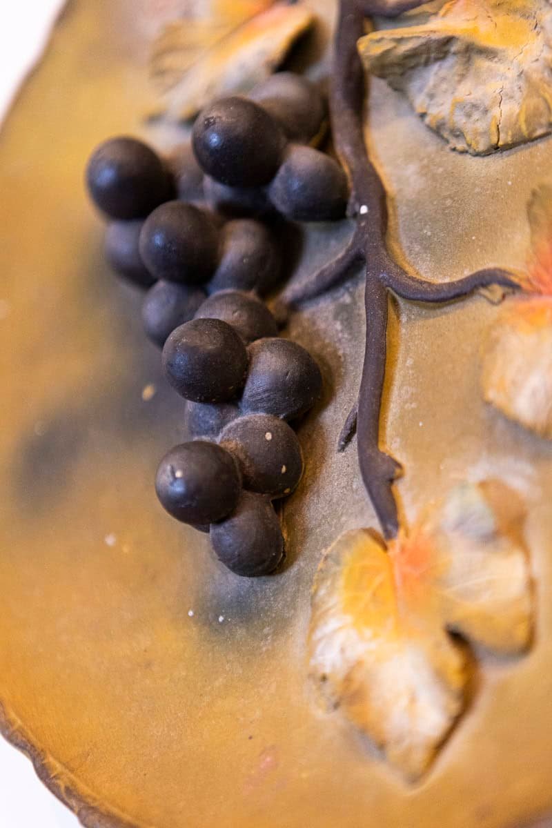 Australian Terracotta Plate with Grape and Leaf Motif, c. 1890 - JAA