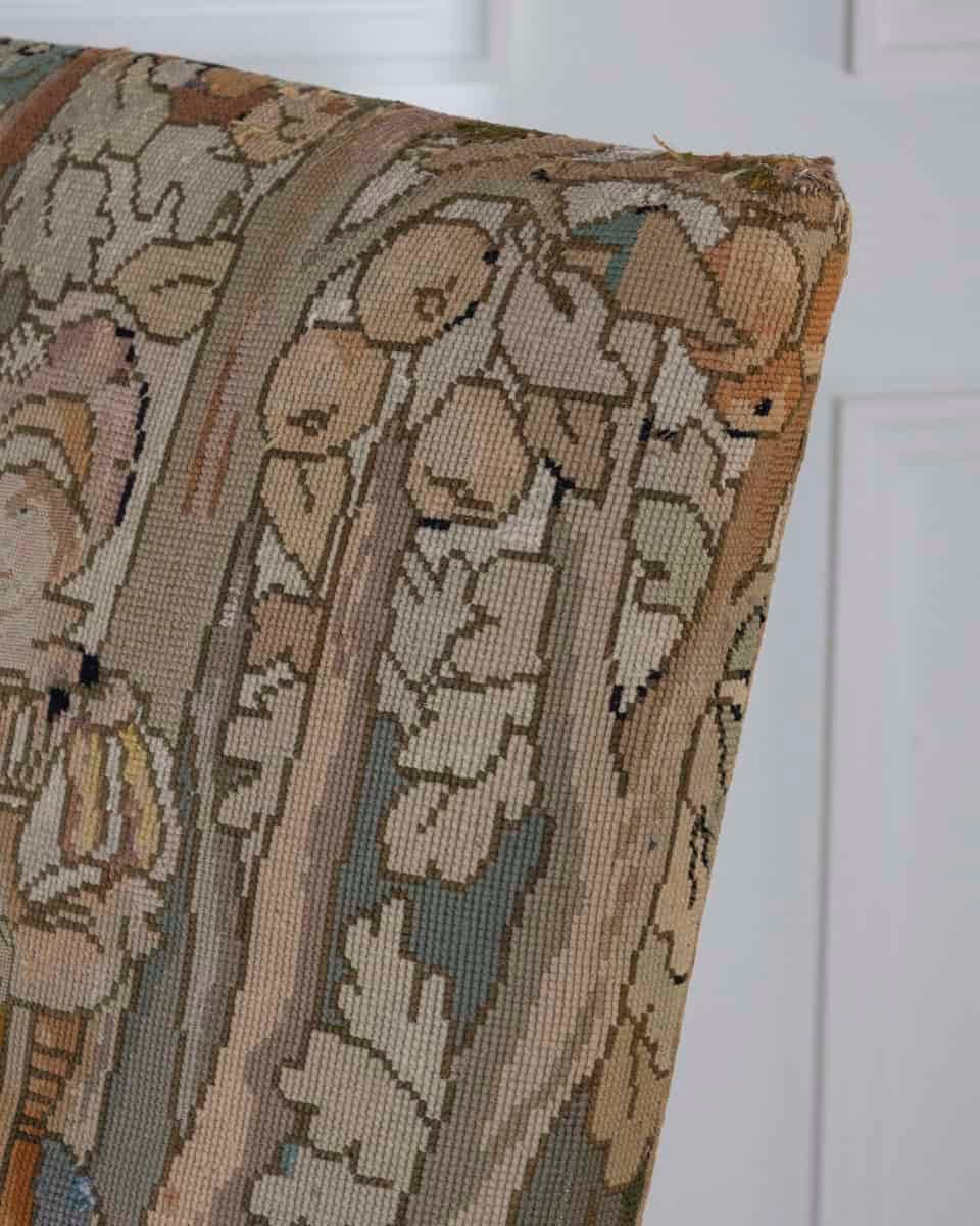 17th-Century French Baroque Walnut Spool Armchair with Petit Point Tapestry - JAA