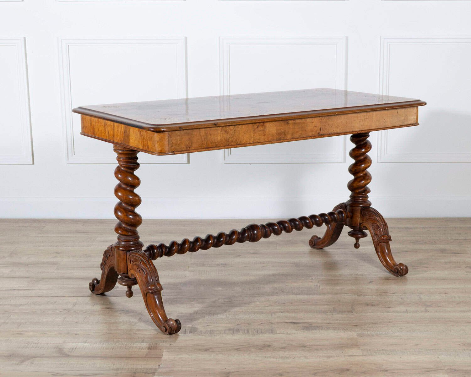 Lombardy Rectangular Table in Walnut and Precious Wood Marquetry, Italy, 19th Century - JAA