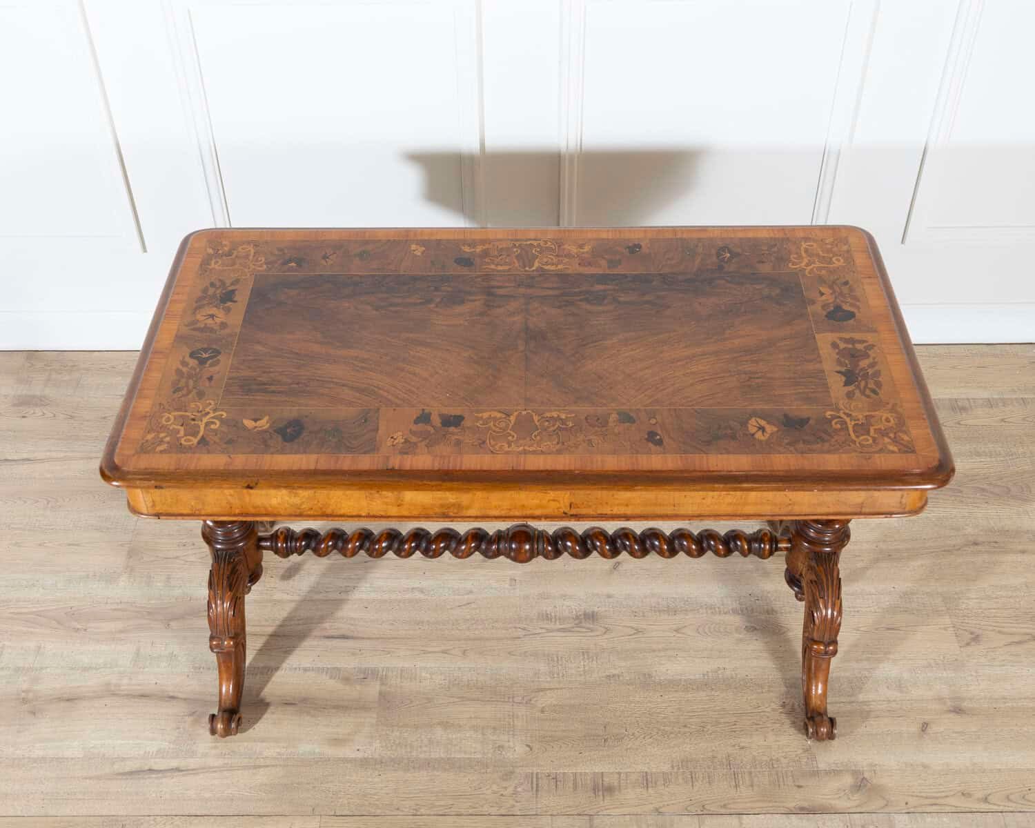 Lombardy Rectangular Table in Walnut and Precious Wood Marquetry, Italy, 19th Century - JAA