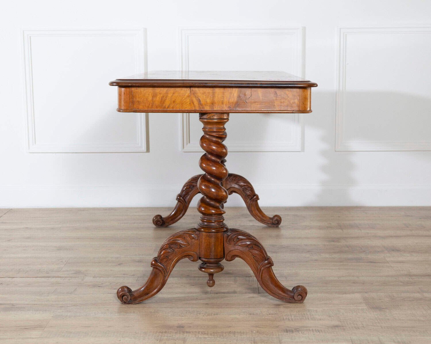 Lombardy Rectangular Table in Walnut and Precious Wood Marquetry, Italy, 19th Century - JAA