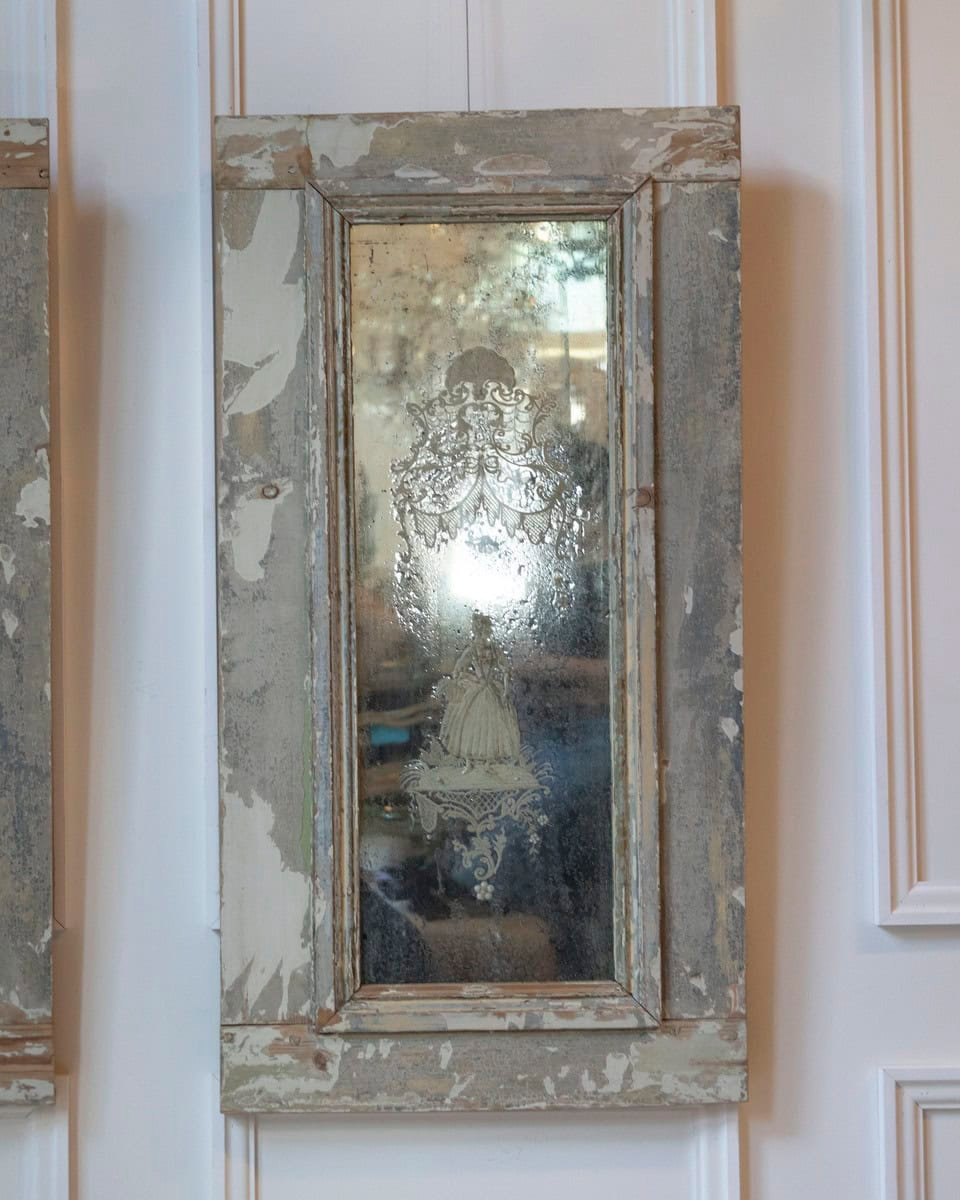 Pair of 19th Century Italian Engraved Mirrors with Original Paint - JAA