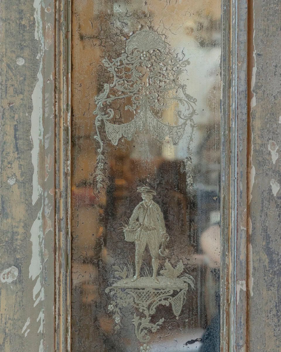 Pair of 19th Century Italian Engraved Mirrors with Original Paint - JAA