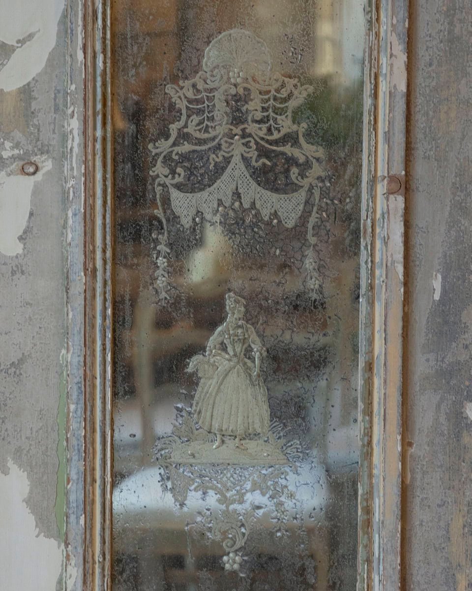 Pair of 19th Century Italian Engraved Mirrors with Original Paint - JAA