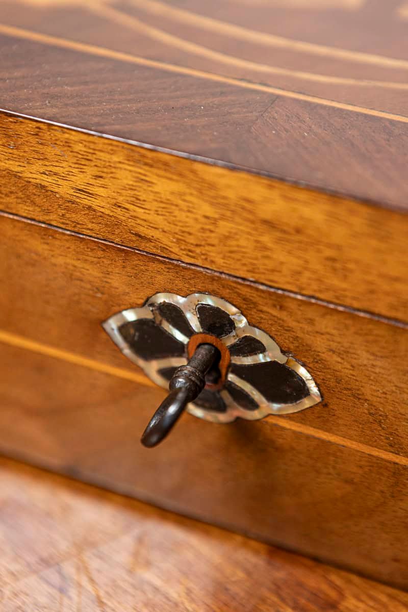 Danish 19th Century Walnut Jewelry Box with Inlaid Floral Motif, Circa 1880 - JAA