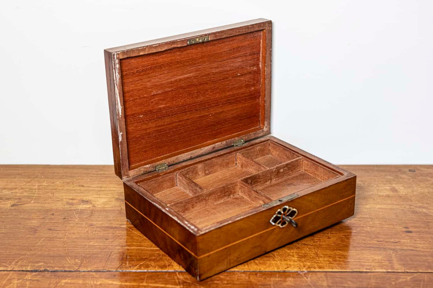 Danish 19th Century Walnut Jewelry Box with Inlaid Floral Motif, Circa 1880 - JAA