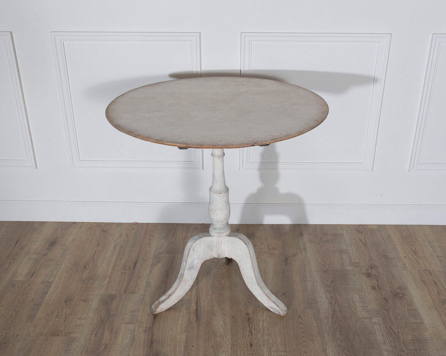 Swedish Antique Tilt-Top Table in Original White Paint, Circa 1880 - JAA