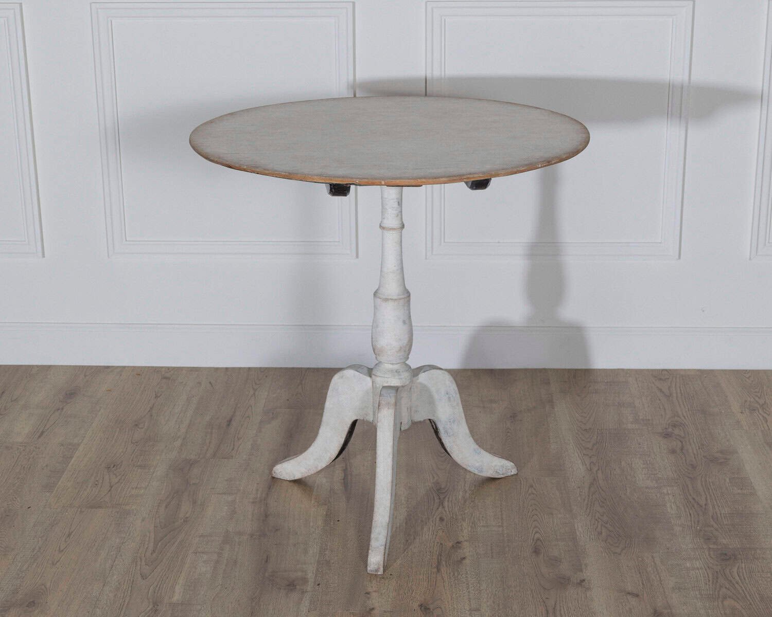 Swedish Antique Tilt-Top Table in Original White Paint, Circa 1880 - JAA