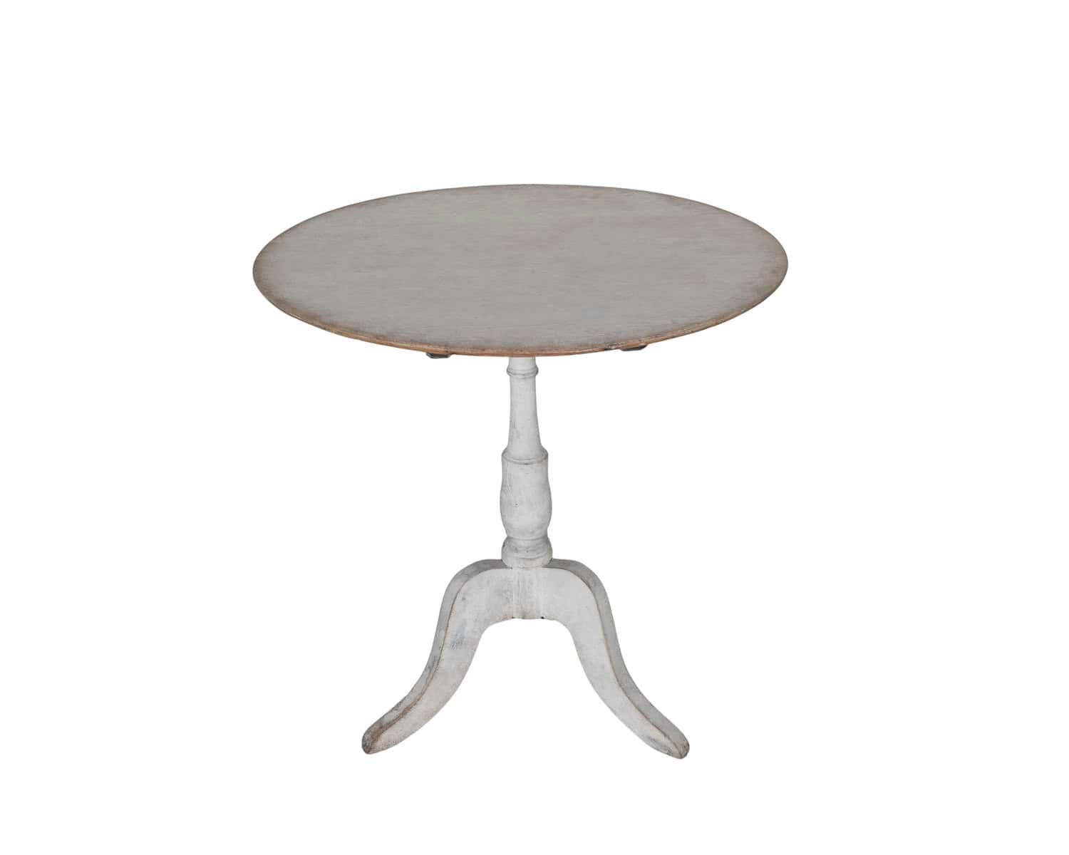 Swedish Antique Tilt-Top Table in Original White Paint, Circa 1880