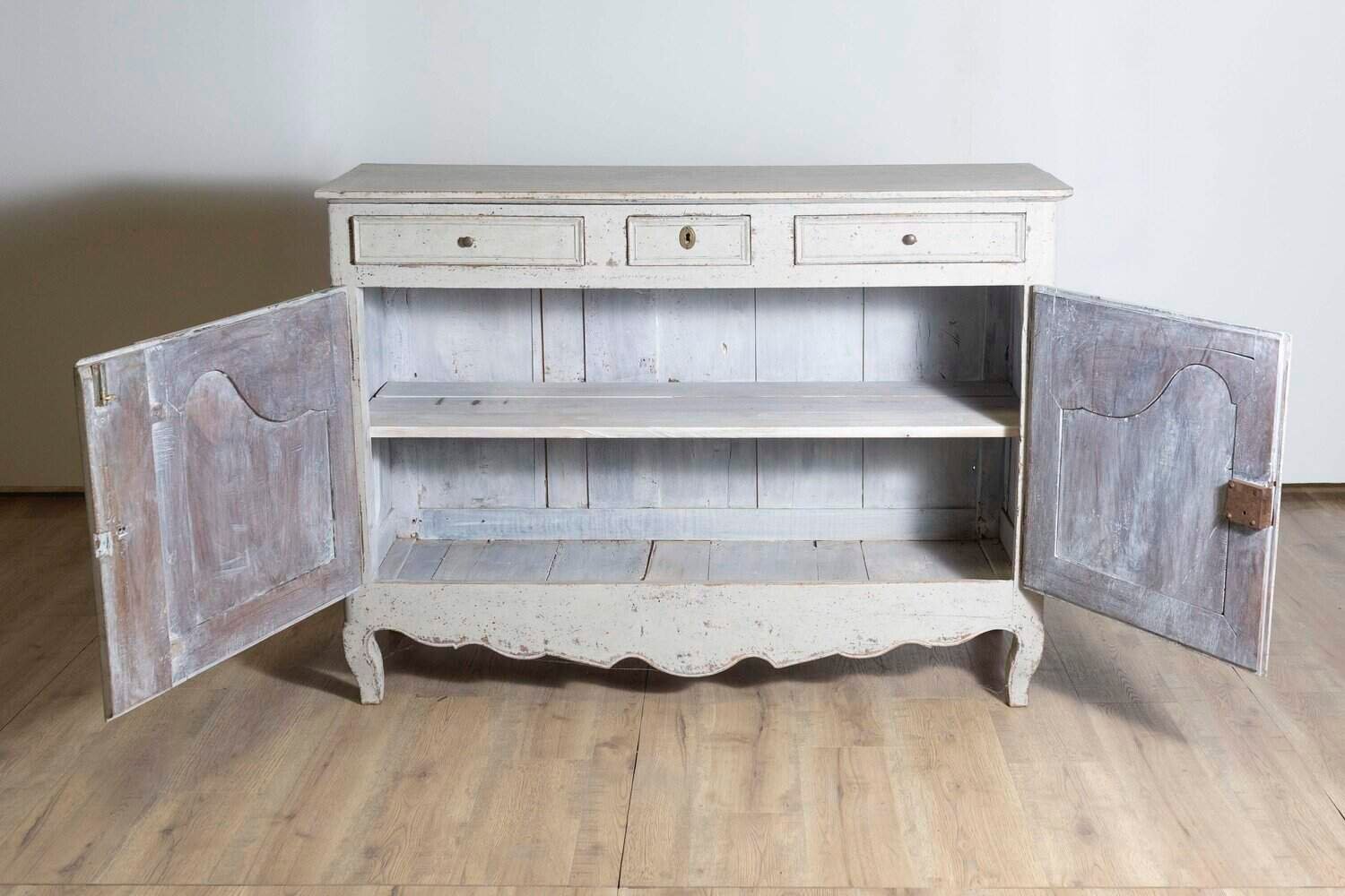 French 19th Century Painted Buffet with Drawers, Doors and Distressed Finish - JAA